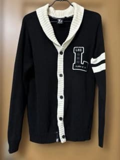 LRG カーディガン XL ブラック アイボリー ロゴ