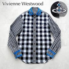 Vivienne Westwood ギンガムチェック ブロッキング シャツ　F ✨ヴィヴィアンウエストウッドギンガムブロッキングフレームライン