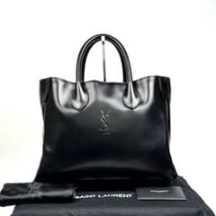 美品】イヴサンローラン YSL ハンドバッグ ロゴ型押し 裏地総柄 レザー 