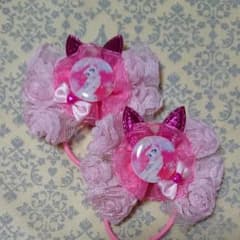 あやち様専用２個セット  うさみみお花レースヘアゴム  アリエル プリンセスのサムネイル