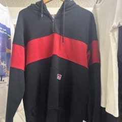 BEN DAVIS ハーフジップ パーカー ブラック レッドのサムネイル