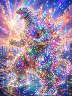 y*u様 クリスタルゴジラ アートイラストデジタルポスタープリントa4