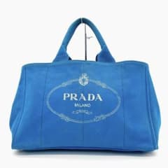 大型【PRADA】カナパL トートバッグ 三角ロゴプレート キャンバス 
