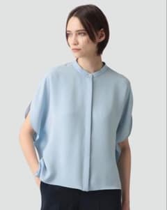 美品*セオリーリュクス エクストラライトポプリン プルオーバーシャツ ブルー38 新品☆新作】セオリーリュクス☆接触冷感 ライトブルー 半袖シャツ