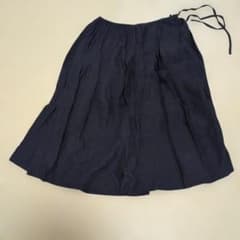 麻100%　黒スカートのサムネイル