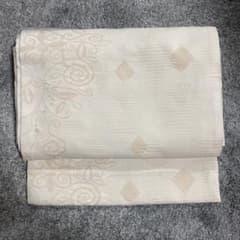 m*o様 帯　カジュアル　名古屋帯 クリーム色 花模様のサムネイル