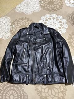 黒 羊レザー ダブルライダース 実寸L〜XL相当のサムネイル