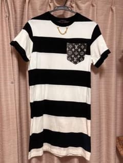 LOUIS VUITTON ボーダーTシャツ膝下ワンピース　チェーン付き Sのサムネイル