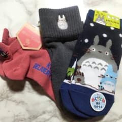 Fukusuke socks featuring Kiki's Delivery Service and Studio Ghibli characters Jiji and Totoro.