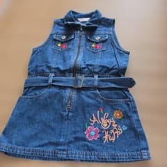 KHAMIC デニム ジャンバースカート 100cm 花柄刺繍のサムネイル