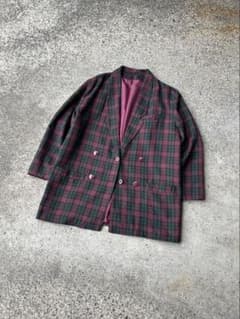 ユーロ チェック テーラードジャケット イングランド製 古着