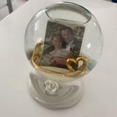 ダブルハートフォトフレームウォータースノードーム