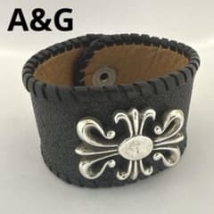 A&G エーアンドジー レザーブレスレット シルバー クロスモチーフ