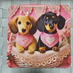 ハンドメイド ♡ハンカチ かわいいワンちゃん ダックス 裏はふんわりW