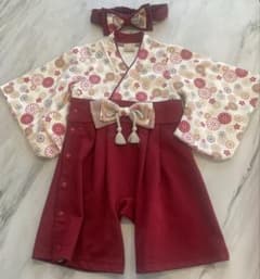 petit main♡袴ロンパース 70cm&リボンヘアバンド - 4