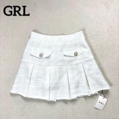 Tag attached [GRIL] Pleated Mini Skirt, White, Size M