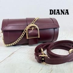 未使用に近い】DIANA ダイアナ 2WAY 筒型 ショルダーバッグ ボルドー 