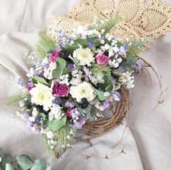 リース 華やかパープル♥ ハーフリース ドライフラワーのサムネイル