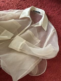 ZARA シースルーシャツ クリーム色のサムネイル