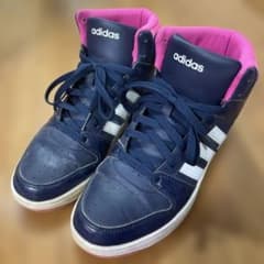 adidas アディダス ハイカット スニーカー ダークブルー/ピンクのサムネイル