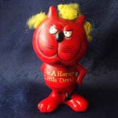 激レア【1970年】ヴィンテージ レッドデビル 猫 メッセージドール 毛