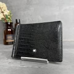 MONTBLANC マイスターシュテュック マネークリップ リザード型押し 黒 MONTBLANC マイスターシュテュック マネークリップ リザード型押し 黒