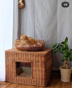 【FJ】ラタン製 猫用 ハウス トイレカバー 新品未使用 m84580211452_1.jpg?1761007242