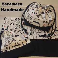 お弁当袋☆コップ袋☆ランチョンマット☆ハンドメイド☆お絵かきパンダ