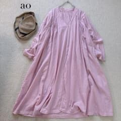 美品】ao ガーゼギャザーガウン ピンク コットン ギャザー ツムグ 