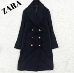 ZARA ネイビー ダブルブレスト ロングコート - メルカリ