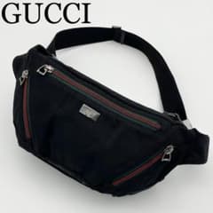 GUCCI ウエストポーチ シェリーライン ナイロン ブラック ロゴプレート