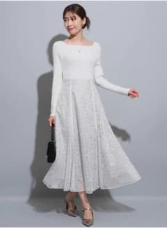 【新品】Apuweiser-riche レース切替ドッキングワンピースM Apuweiser-riche（アプワイザーリッシェ）の「配色レース切替