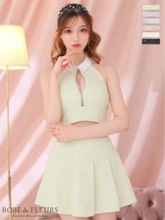 ROBE de FLEURS 襟付きホルタージッパーツイードセットアップ XSのサムネイル