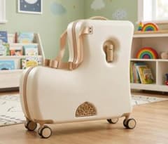子供が乗れるキャリーケース キッズトラベル Mサイズ ベージュ 旅行 帰省のサムネイル