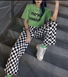 チェッカー柄ワイドパンツ 韓国ファッション ストリートファッションのサムネイル