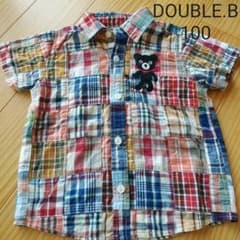 *最終価格* ミキハウス チェックシャツ ダブルビー　半袖のサムネイル