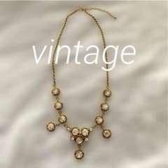 vintage 80s 90s ゴールドカラー ビジュー ネックレス キラキラ