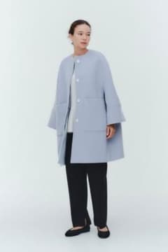 未使用級✨yori ウールノーカラーコート 22AW 完売品 秋冬 ライトブルー yori ヨリ ウール ノーカラー コート ライトブルー 美品yori ウール