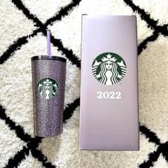 値下げ‼️【新品未使用】Starbucks タンブラー パープル ラインストーンのサムネイル