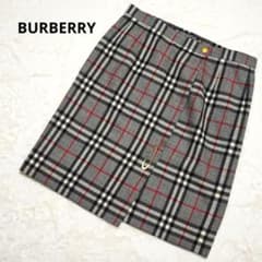 良品✨バーバリーズ ひざ丈スカート ウール グレーチェック柄 サイズ11