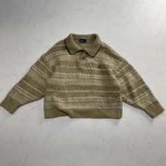 フレッドペリー ローゲージ ニットポロシャツ ベージュ ウール L
