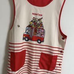 さり様専用　NONTANデザインエプロン 赤白ストライプのサムネイル