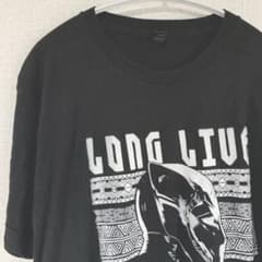 마블 프린트 T 셔츠 크루 넥 반소매 L 블랙 면 스트리트