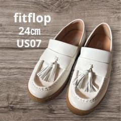 fitflop フィットフロップ ホワイト タッセル付き ローファー24cm 
