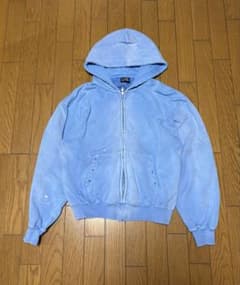 BELVET Distressed Pigment Zip Hoodie - メルカリ