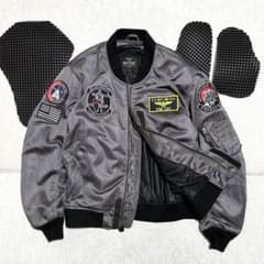 Lプロテクター付✨ヒューストン　MA-1バイカージャケット　グレー　CWU-45 Lプロテクター付✨ヒューストン MA-1バイカージャケット グレー CWU-45