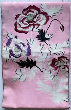 アンティーク 刺繍帯 袋帯 ピンク 白