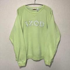 IZOD スウェットトレーナー アメリカ古着 刺繍ロゴ レアカラー 黄緑 XL