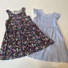 H&M☆夏用ワンピース2枚セット☆サイズ92 ☆2T☆花柄☆ストライプのサムネイル