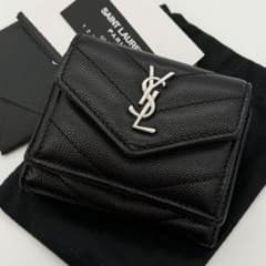 サンローラン 折り財布 YSL カサンドラ キャビアスキン レザー
